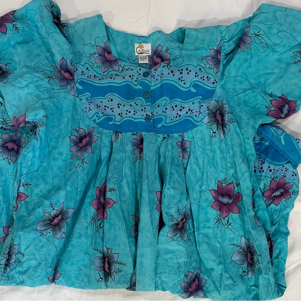 Vibrant Floral Maxi Dress in Turquoise and Purple